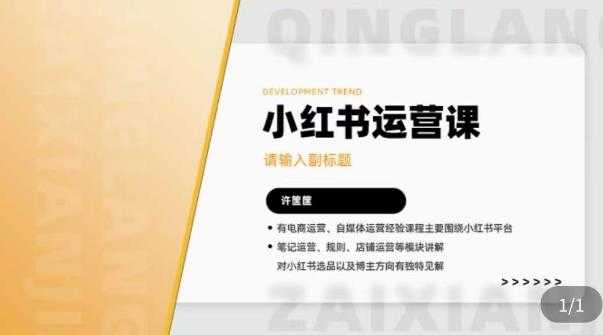 许筐筺·小红书运营课，​笔记运营、规则、店铺运营等模块讲解，学会自己独立运营小红书账号