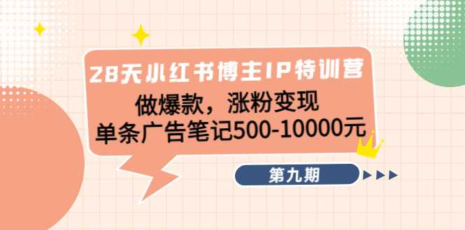 28天小红书博主IP特训营《第9期》做爆款,涨粉变现 单条广告笔记500-10000