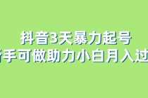 （6177期）抖音3天暴力起号新手可做助力小白月入过万