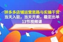 (5695期)拼多多店铺运营思路与实操干货,当天入驻,当天开卖,稳定出单(13节课)