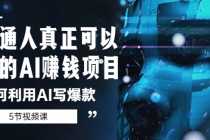 （5569期）普通人真正可以做的AI赚钱项目-如何利用AI写爆款（5节视频课）